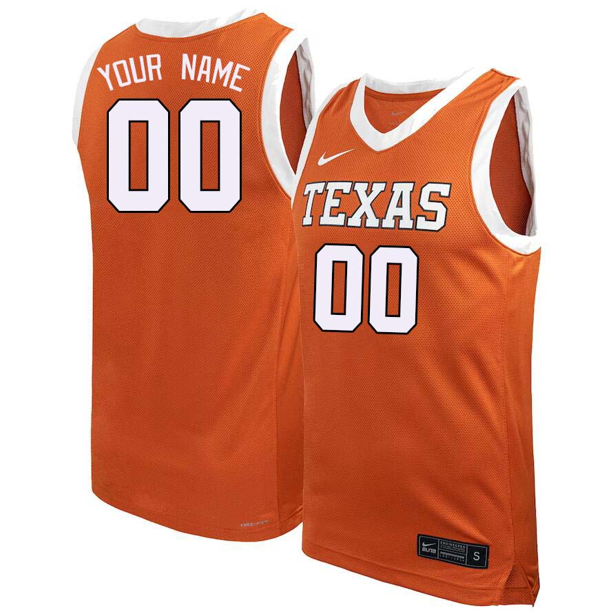 Custom Texas Longhorns Name And Number College Basketball Jerseys Stitched-Orange